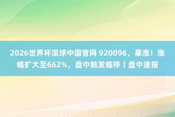 2026世界杯滚球中国官网 920096，暴涨！涨幅扩大至662%，盘中触发临停｜盘中速报