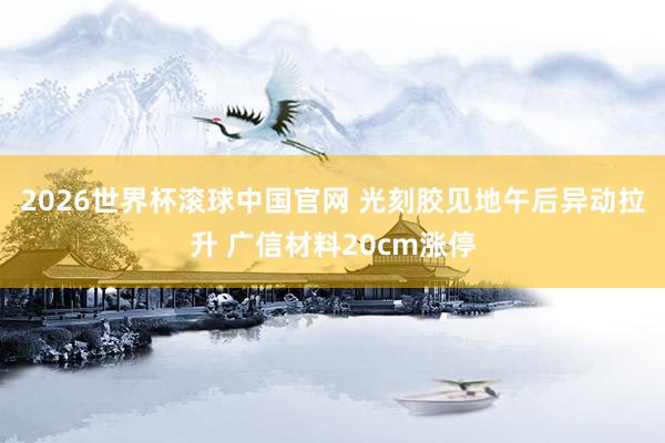 2026世界杯滚球中国官网 光刻胶见地午后异动拉升 广信材料20cm涨停