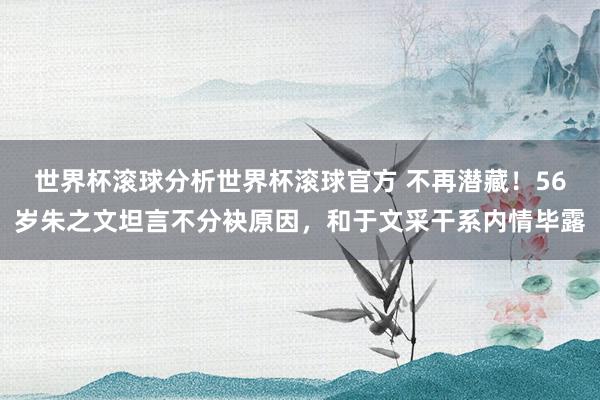 世界杯滚球分析世界杯滚球官方 不再潜藏！56岁朱之文坦言不分袂原因，和于文采干系内情毕露