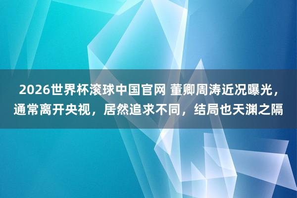 2026世界杯滚球中国官网 董卿周涛近况曝光，通常离开央视，居然追求不同，结局也天渊之隔