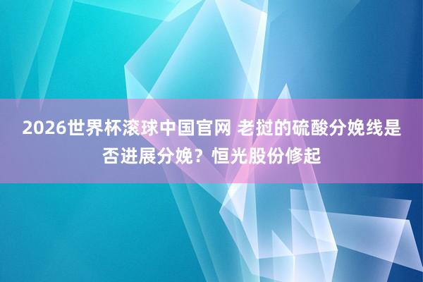 2026世界杯滚球中国官网 老挝的硫酸分娩线是否进展分娩？恒光股份修起