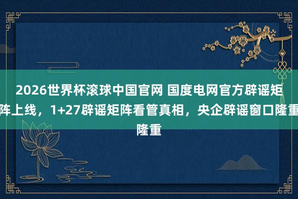 2026世界杯滚球中国官网 国度电网官方辟谣矩阵上线，1+27辟谣矩阵看管真相，央企辟谣窗口隆重