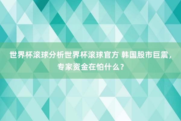 世界杯滚球分析世界杯滚球官方 韩国股市巨震，专家资金在怕什么？