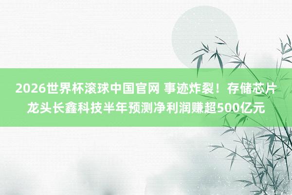 2026世界杯滚球中国官网 事迹炸裂！存储芯片龙头长鑫科技半年预测净利润赚超500亿元