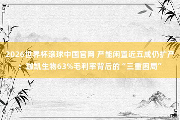 2026世界杯滚球中国官网 产能闲置近五成仍扩产：珈凯生物63%毛利率背后的“三重困局”