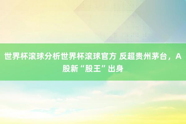 世界杯滚球分析世界杯滚球官方 反超贵州茅台，A股新“股王”出身