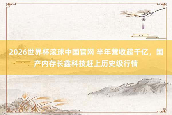 2026世界杯滚球中国官网 半年营收超千亿，国产内存长鑫科技赶上历史级行情