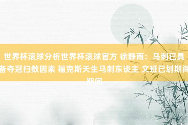世界杯滚球分析世界杯滚球官方 徐静雨：马刺已具备夺冠扫数因素 福克斯天生马刺东谈主 文班已划期间