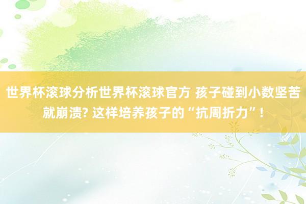 世界杯滚球分析世界杯滚球官方 孩子碰到小数坚苦就崩溃? 这样培养孩子的“抗周折力”!