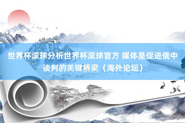 世界杯滚球分析世界杯滚球官方 媒体是促进俄中谈判的关键桥梁（海外论坛）