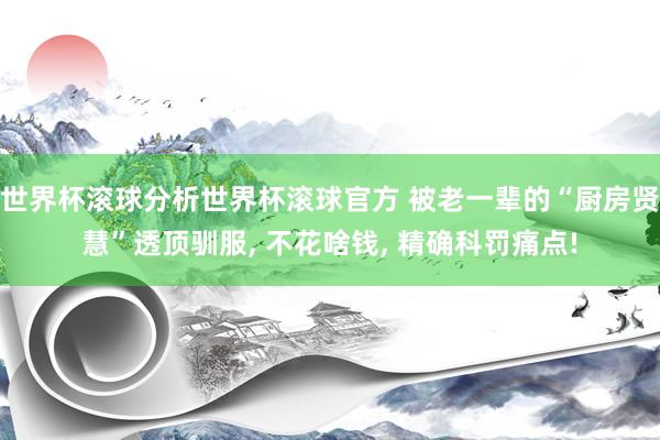 世界杯滚球分析世界杯滚球官方 被老一辈的“厨房贤慧”透顶驯服， 不花啥钱， 精确科罚痛点!