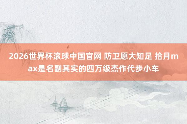 2026世界杯滚球中国官网 防卫愿大知足 拾月max是名副其实的四万级杰作代步小车