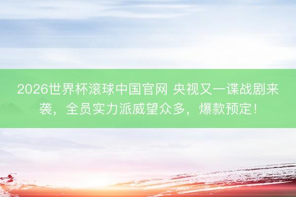 2026世界杯滚球中国官网 央视又一谍战剧来袭，全员实力派威望众多，爆款预定！