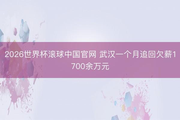 2026世界杯滚球中国官网 武汉一个月追回欠薪1700余万元