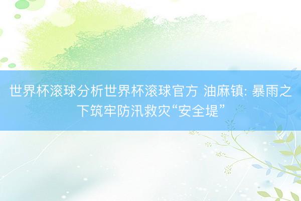 世界杯滚球分析世界杯滚球官方 油麻镇: 暴雨之下筑牢防汛救灾“安全堤”