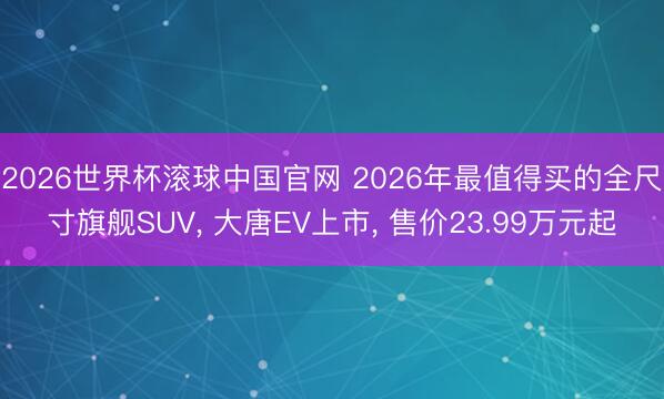 2026世界杯滚球中国官网 2026年最值得买的全尺寸旗舰SUV， 大唐EV上市， 售价23.99万元起